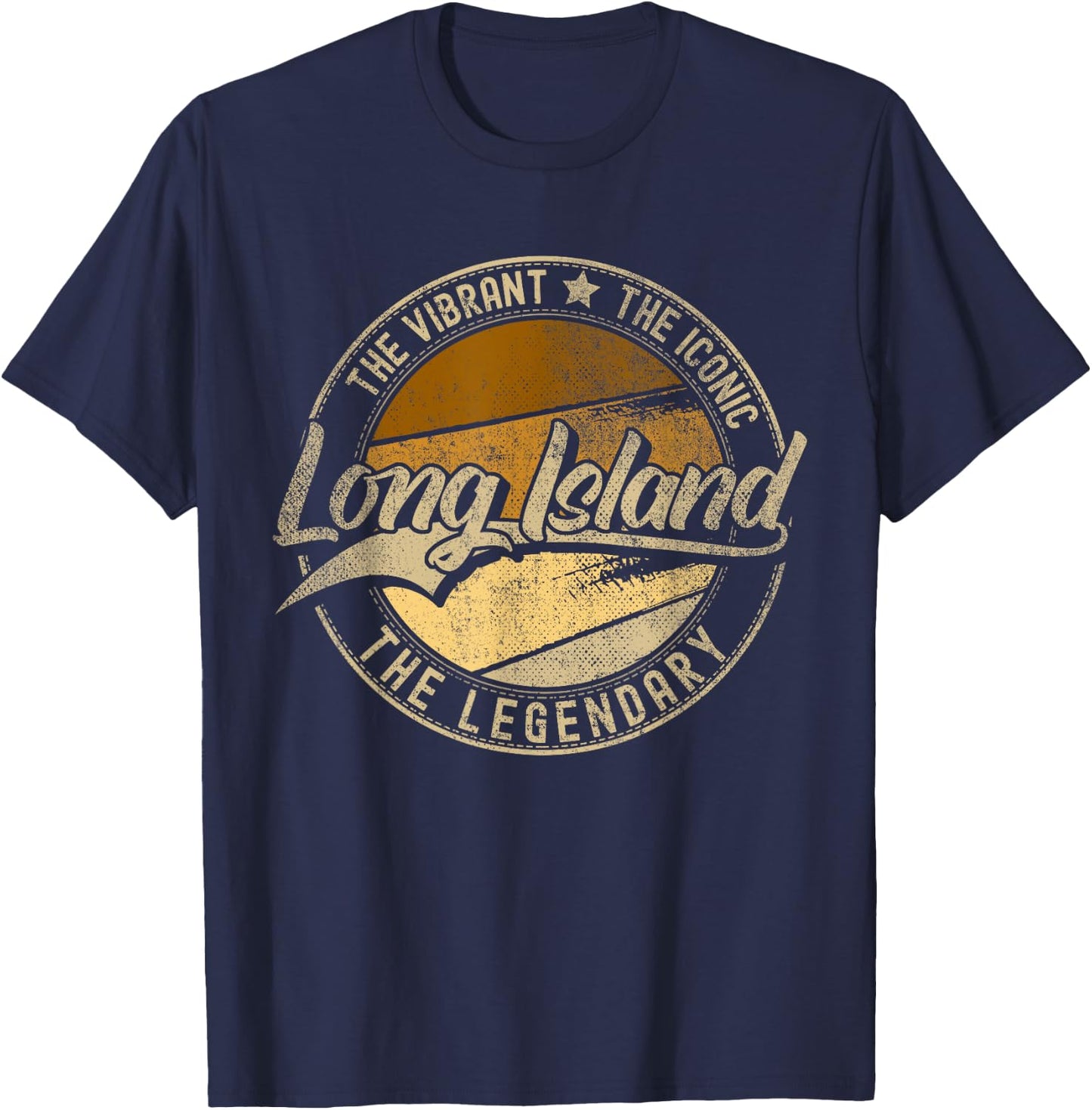 Long Island NY | New York | Vintage Distressed T-Shirt - T-Shirt | Navy