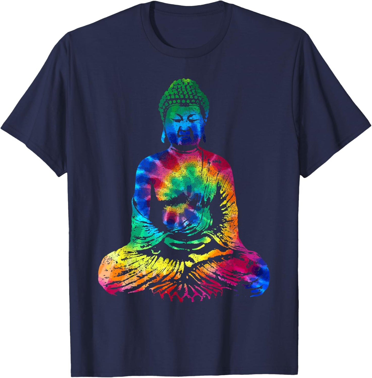 Buddha Tie Dye Vintage Yoga Yogi Buddhist T-Shirt - T-Shirt | Navy