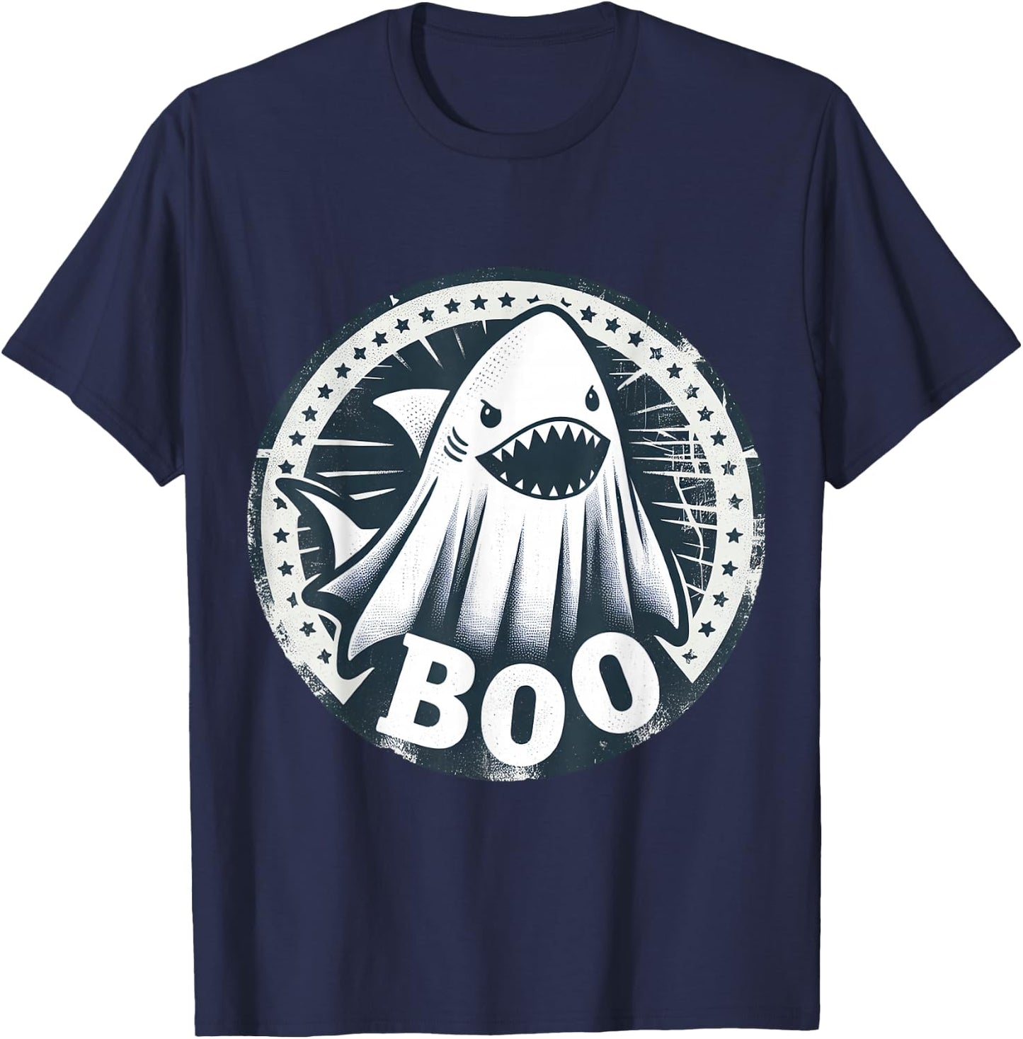 Boo Ghost Shark Funny Halloween Costume T-Shirt - T-Shirt | Navy