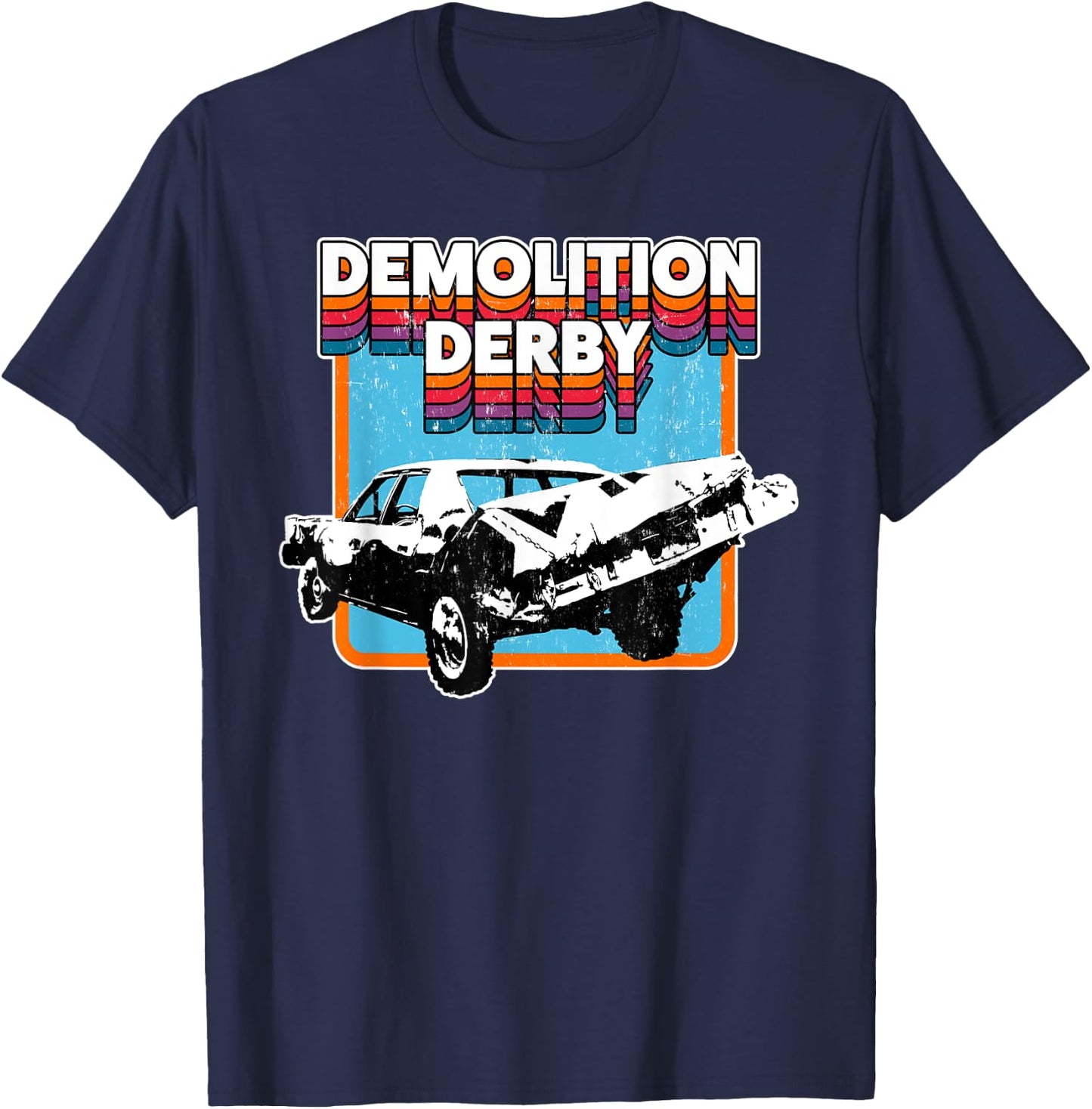 Demolition Derby Retro Vintage Design T-Shirt - T-Shirt | Navy
