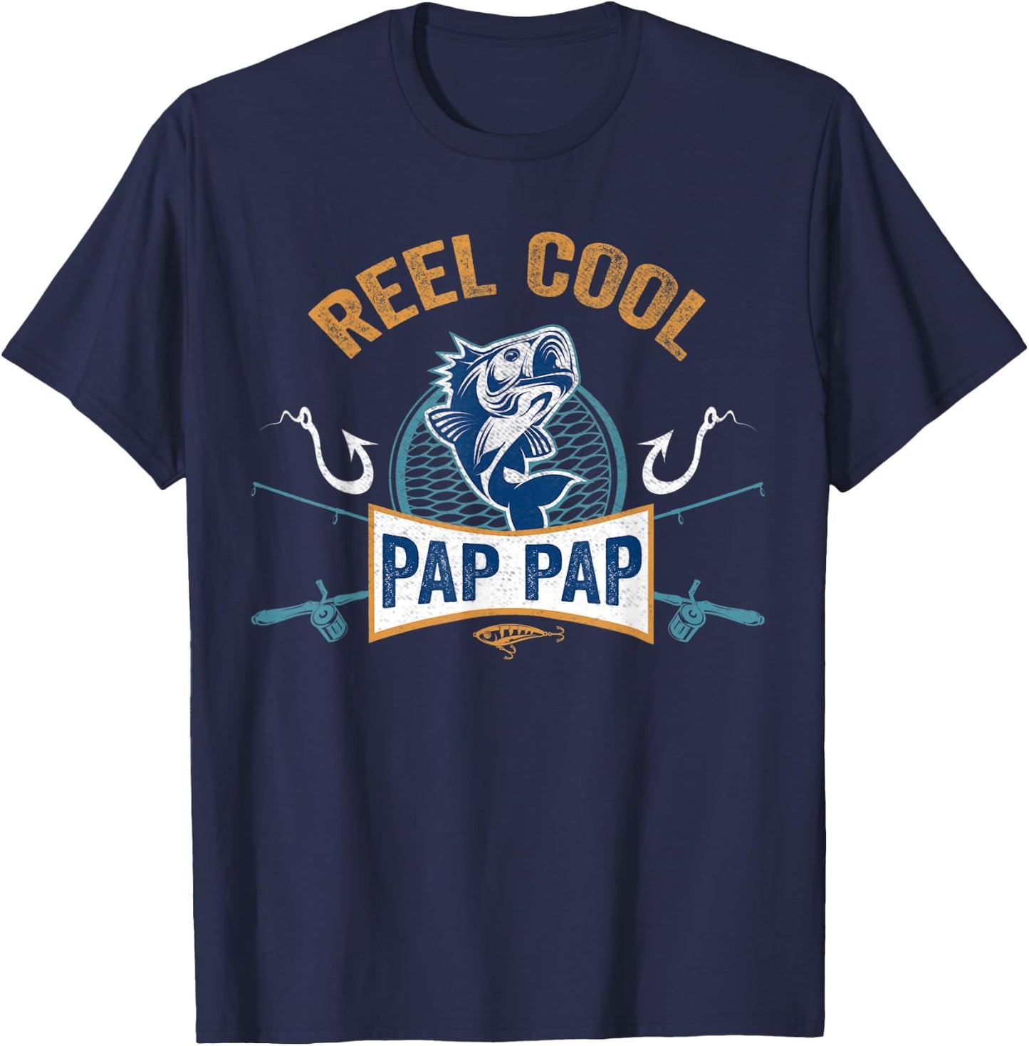 Reel Cool Pap Pap Fishing Fathers Day T-Shirt - T-Shirt | Navy