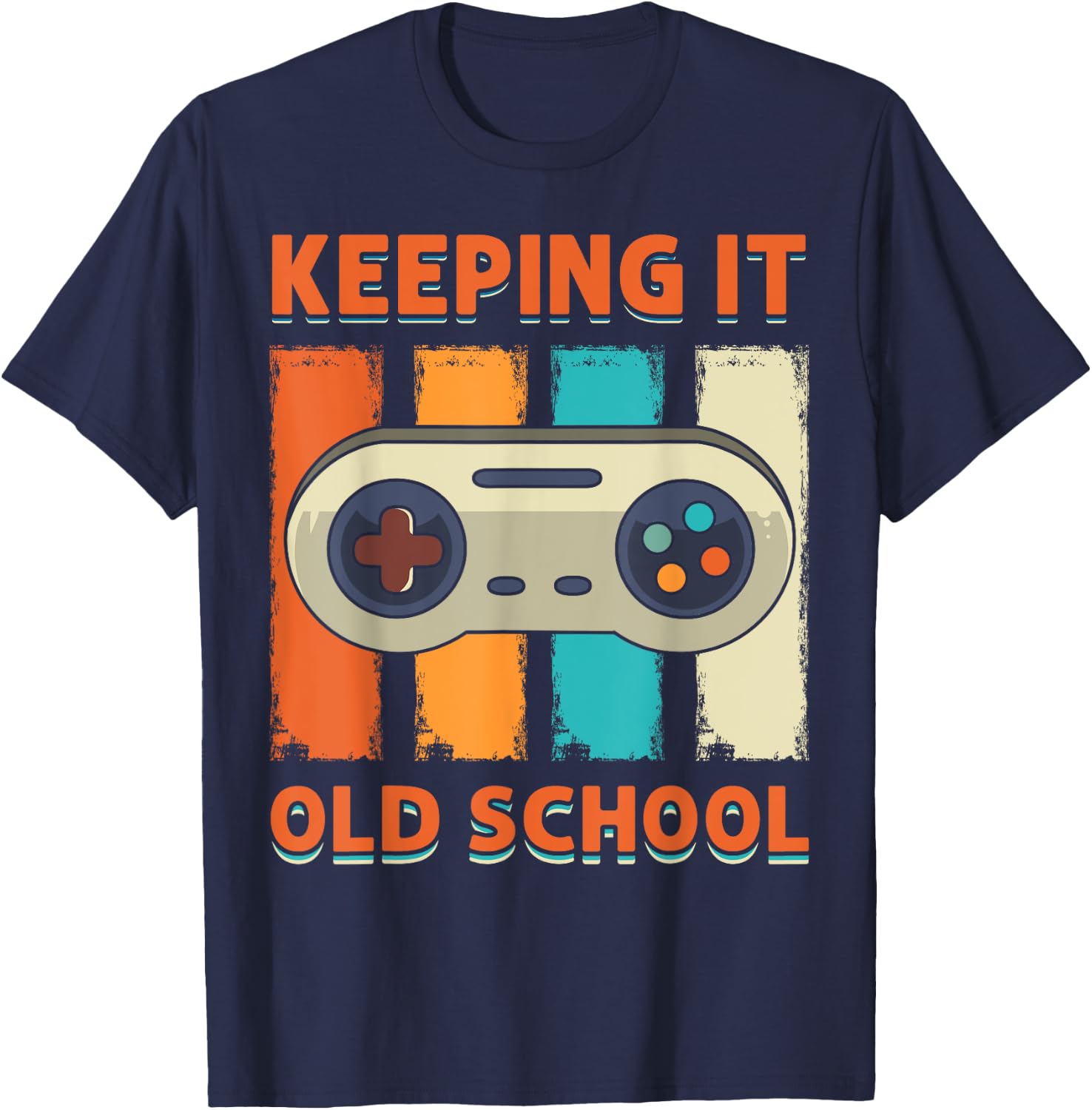 Keeping It Old School Gamer Vintage 80’s 90’s Arcade Gaming T-Shirt - T-Shirt | Navy
