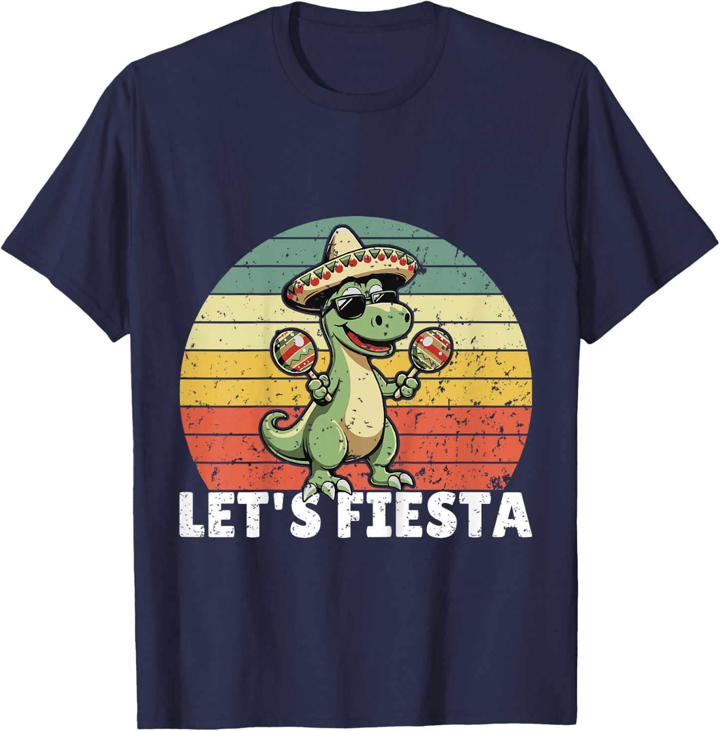 Kids Let’s Fiesta Mexican Dino Cinco De Mayo Toddler Boys T-Shirt - T-Shirt | Navy