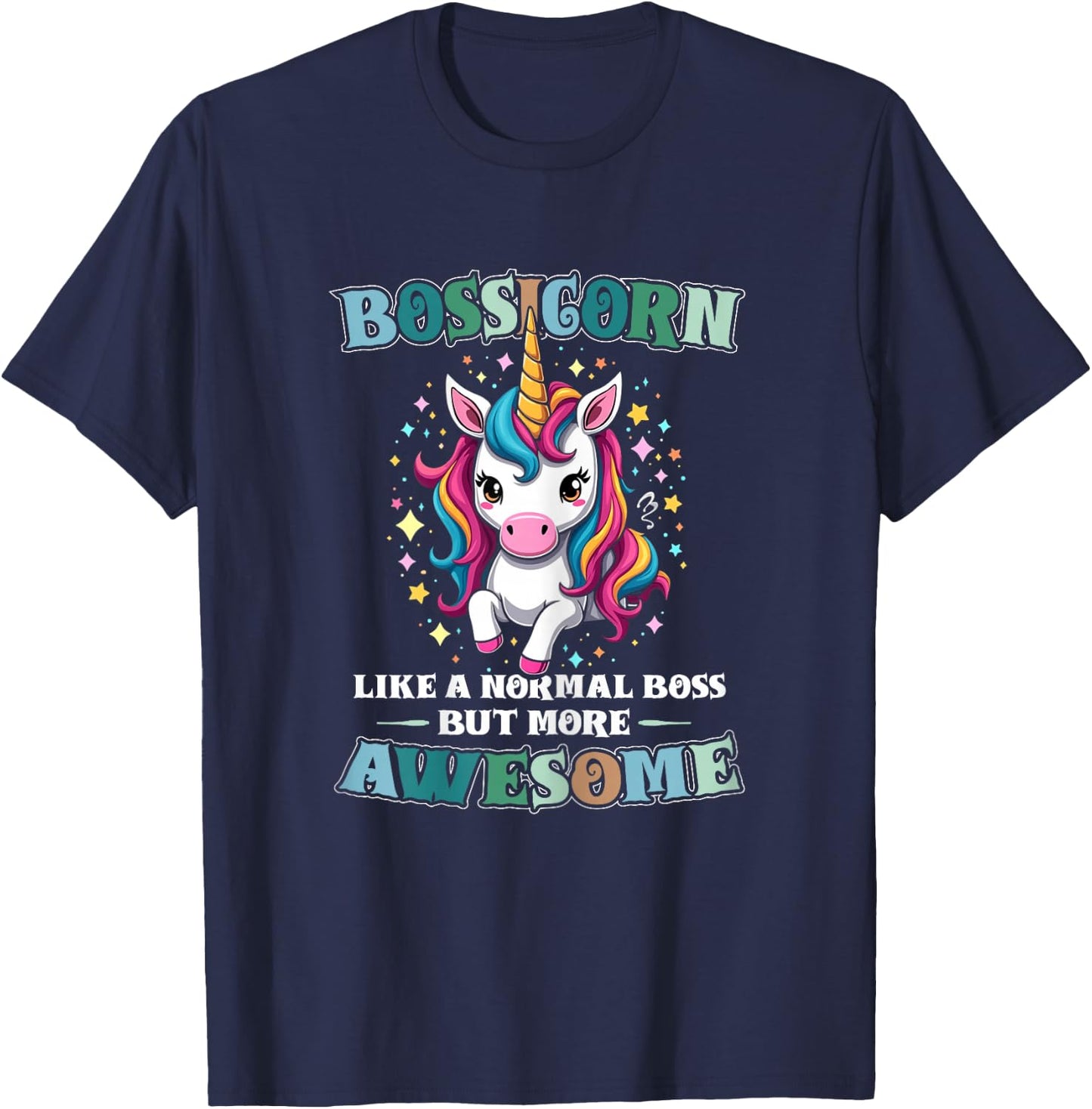 Awesome Boss Unicorn Funny Boss Day Design T-Shirt - T-Shirt | Navy
