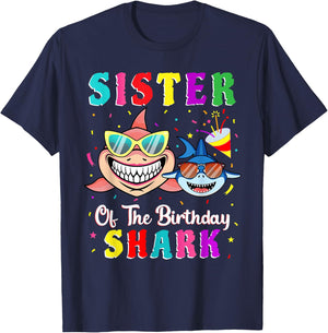 Sister Of The Shark Birthday Family Birthday Little Brother T-Shirt - T-Shirt | Navy