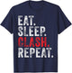 Eat Sleep Clash Repeat Gaming Clans Vintage Distressed T-Shirt - T-Shirt | Navy