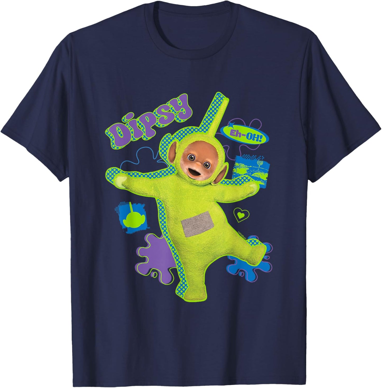 Teletubbies Dipsy Green Neon Retro T-Shirt - T-Shirt | Navy