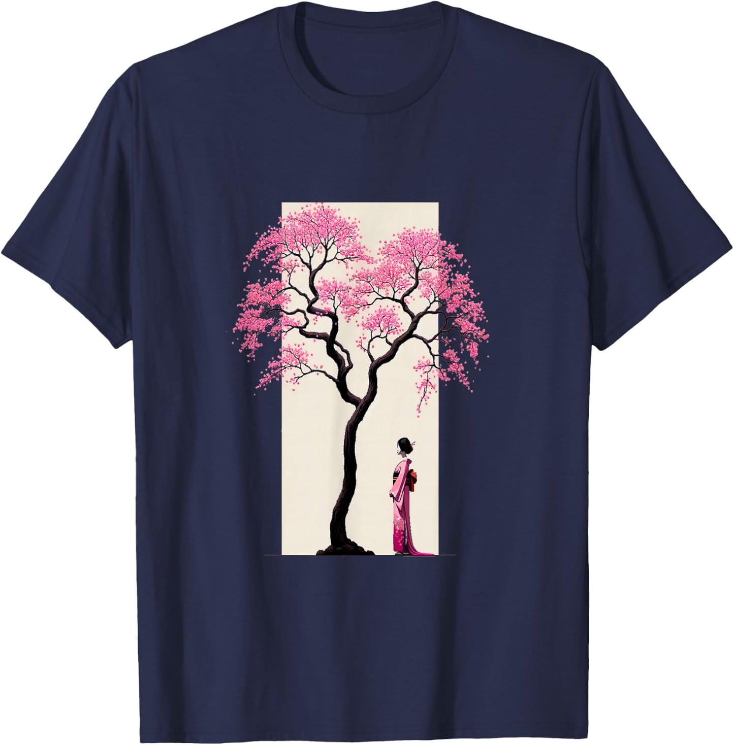 Vintage Japanese Cherry Blossom Shape Sweater , Black, S T-Shirt - T-Shirt | Navy
