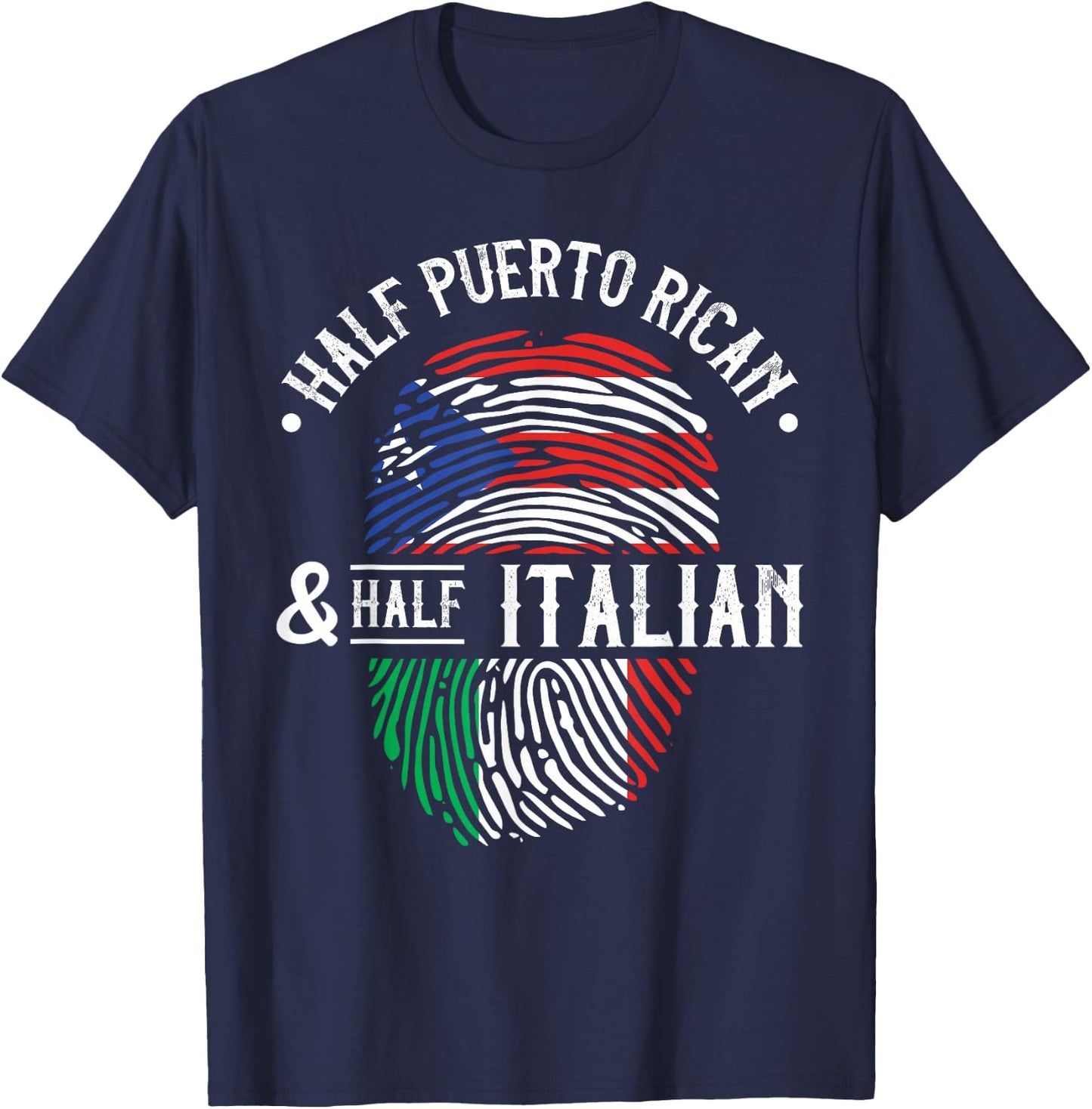Half Puerto Rican And Half Italian Flag Heritage Roots T-Shirt - T-Shirt | Navy