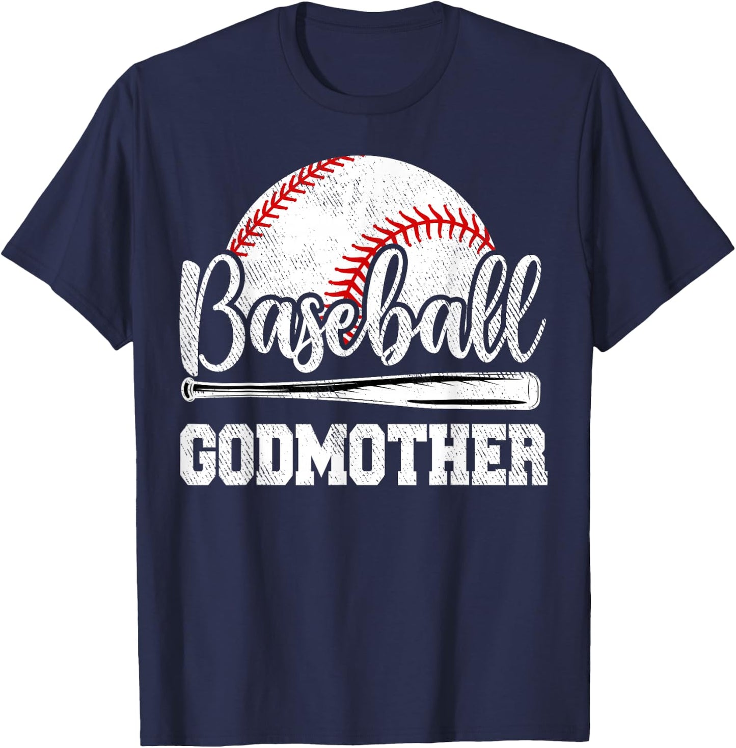 Baseball Godmother Baseball Player Game Day Mother's Day T-Shirt - T-Shirt | Navy