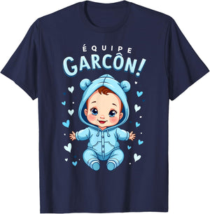 Gender Revelation Team Boy Humor Baby Shower T-Shirt - T-Shirt | Navy