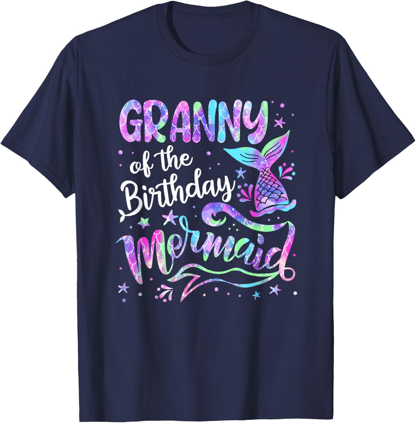 Granny Of The Birthday Mermaid Family Matching Birthday T-Shirt - T-Shirt | Navy