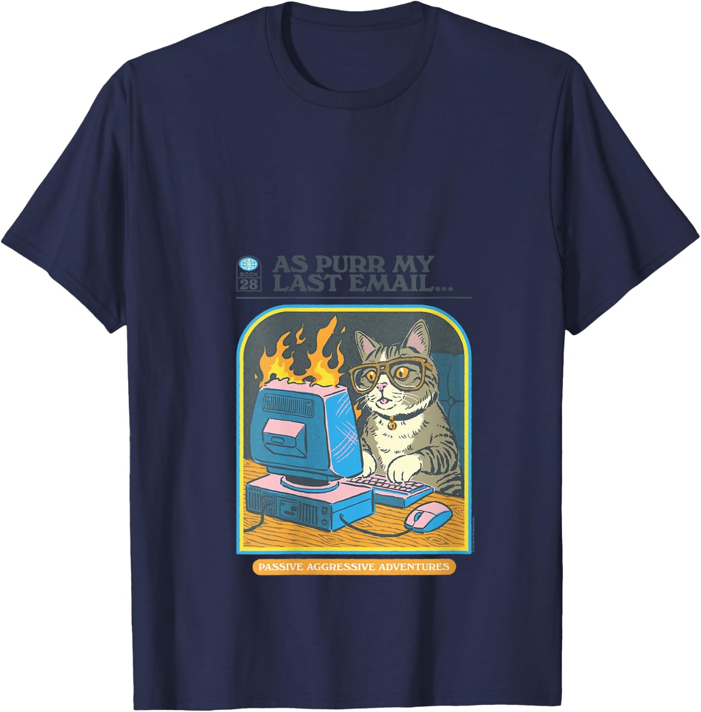 Steven Rhodes As Purr My Last Email Cat Humor V-Neck T-Shirt - T-Shirt | Navy