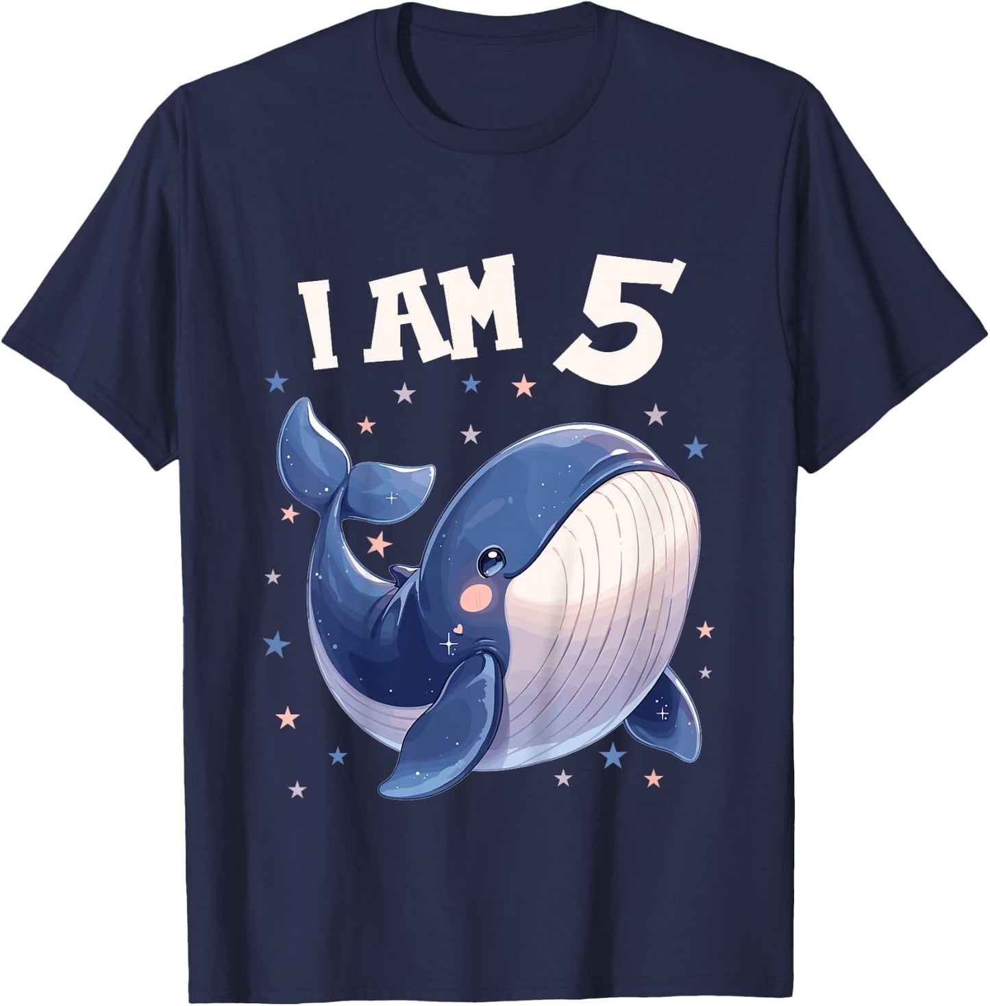 5 Years old 5 birthday Blue Whales Boy Girl Blue Whale T-Shirt - T-Shirt | Navy