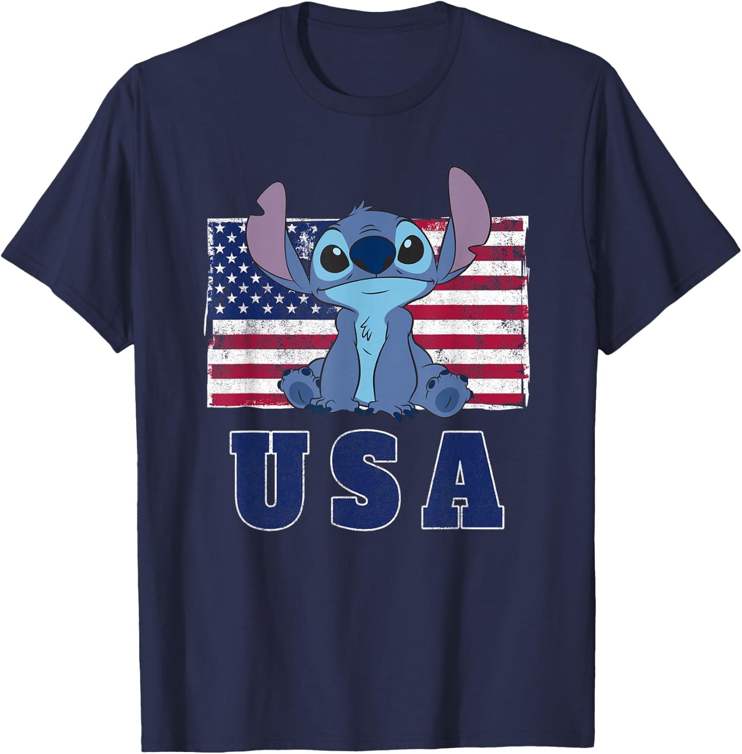 Disney Lilo & Stitch Americana Stitch USA , grey, S T-Shirt - T-Shirt | Navy