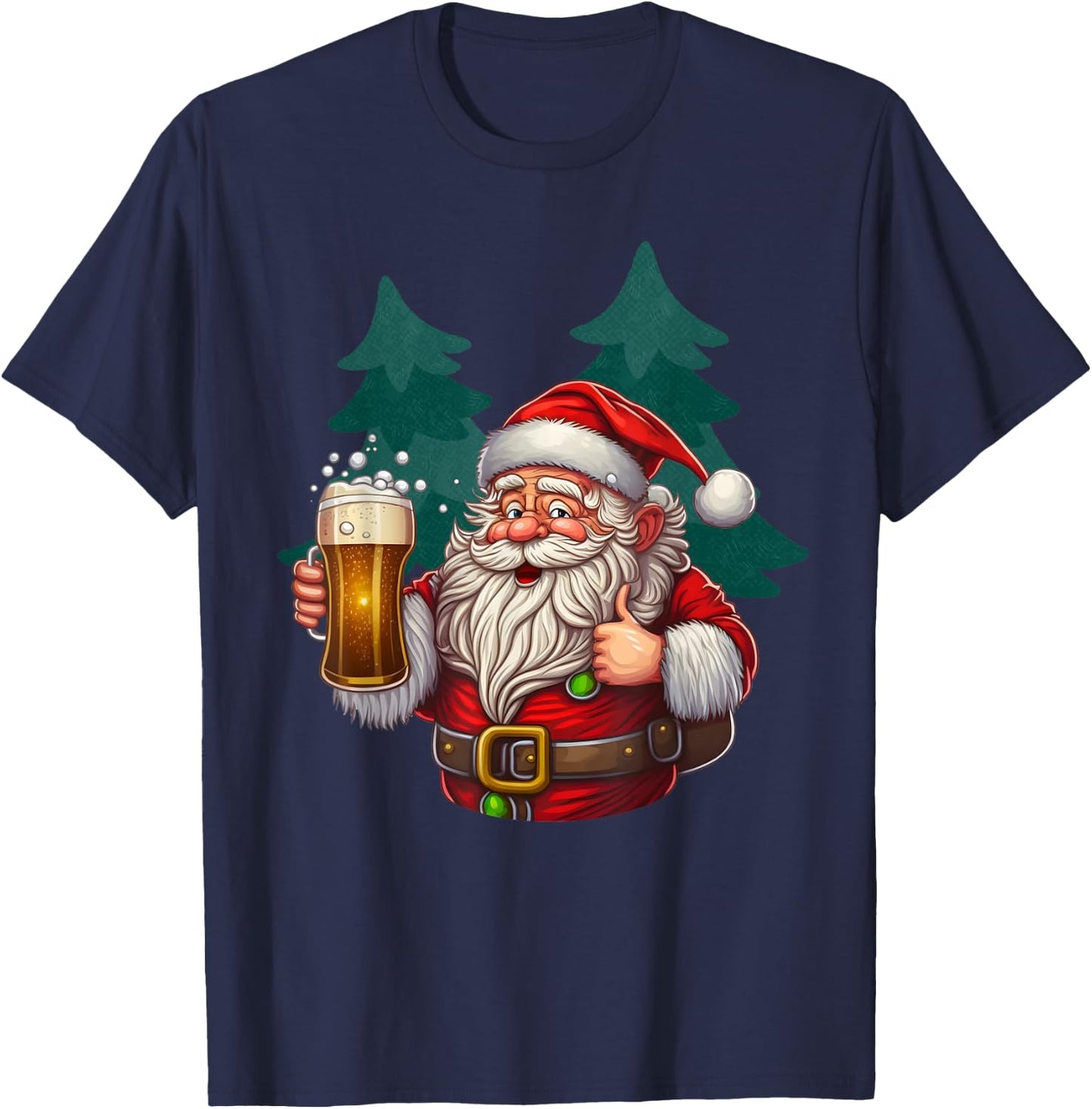 Funny Christmas Santa Drinking Beer Costume T-Shirt - T-Shirt | Navy