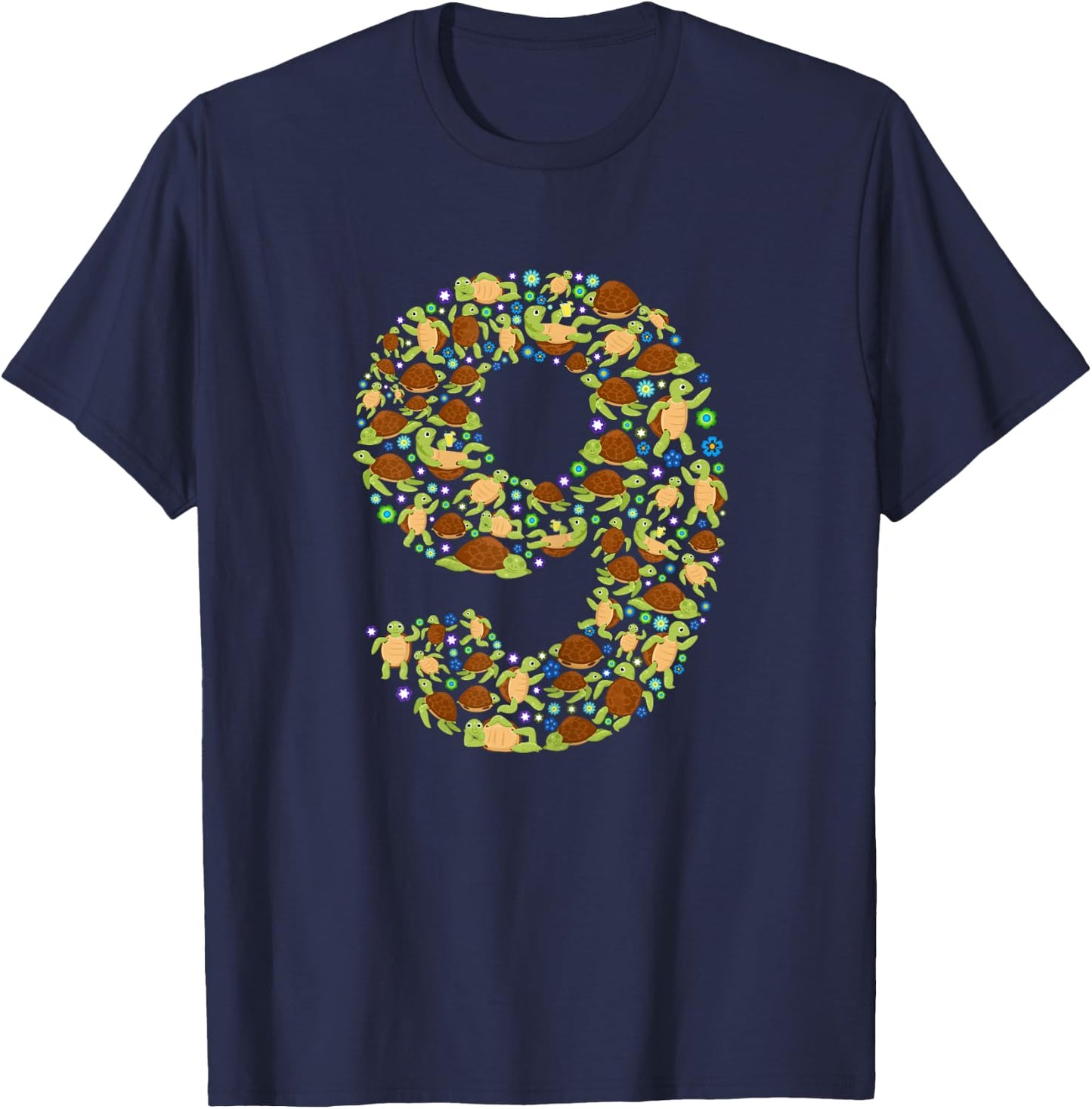9 Jahre alte Schildkröte für Mädchen, Jungen, Schildkröten T-Shirt - T-Shirt | Navy