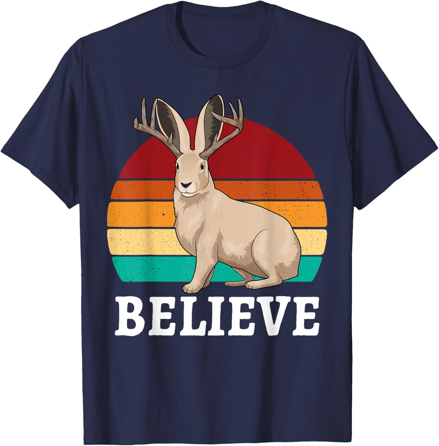 Cryptid Jackalope Shirt - Jackrabbit Believe Rabbit Bunny T-Shirt - T-Shirt | Navy