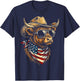 USA Patriotic Cowboy Highland Cow Western 4th of July T-Shirt - T-Shirt | Navy