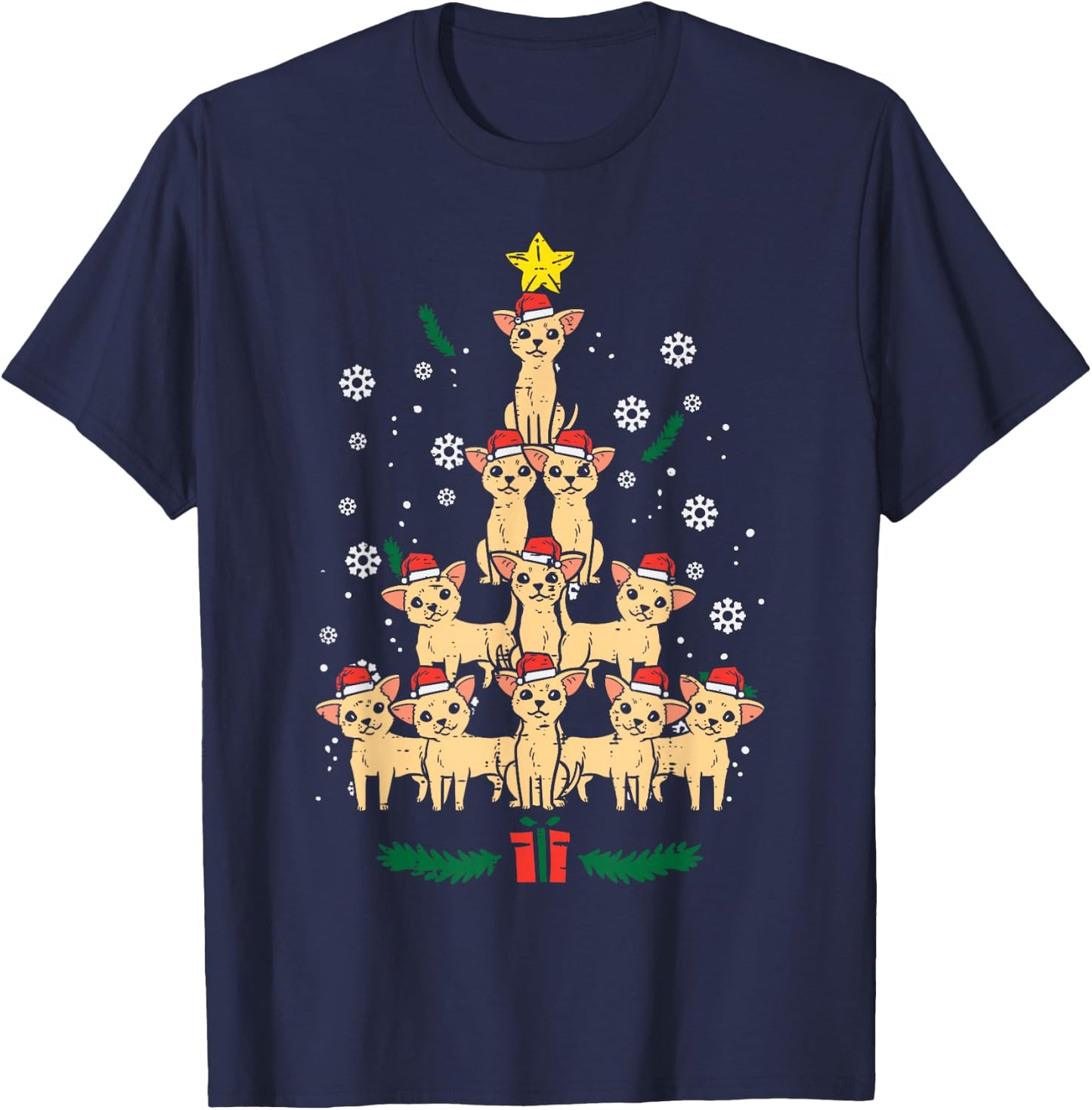 Chihuahua Christmas Tree Chiwawa Dog Xmas Women T-Shirt - T-Shirt | Navy