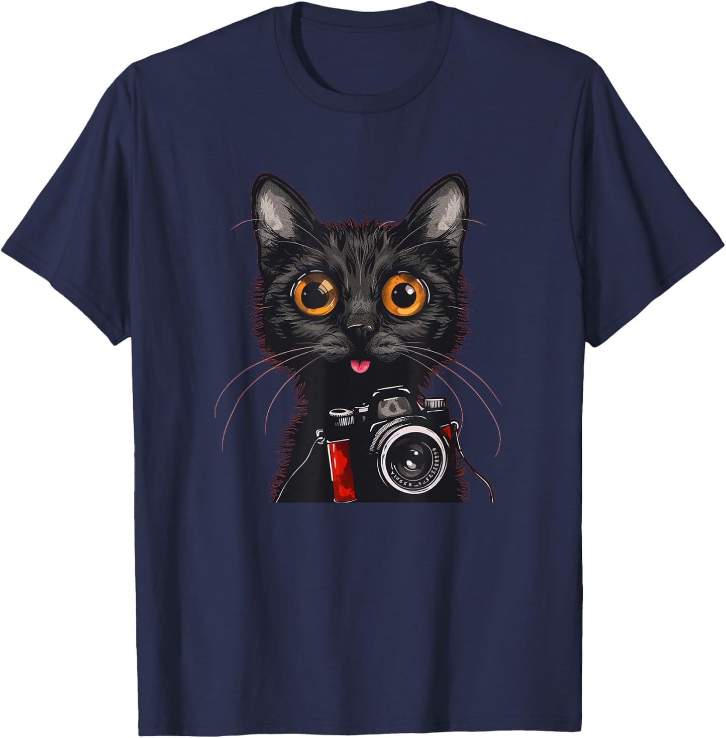 Funny Tourists Cat with Camera Costume Women Kids T-Shirt - T-Shirt | Navy