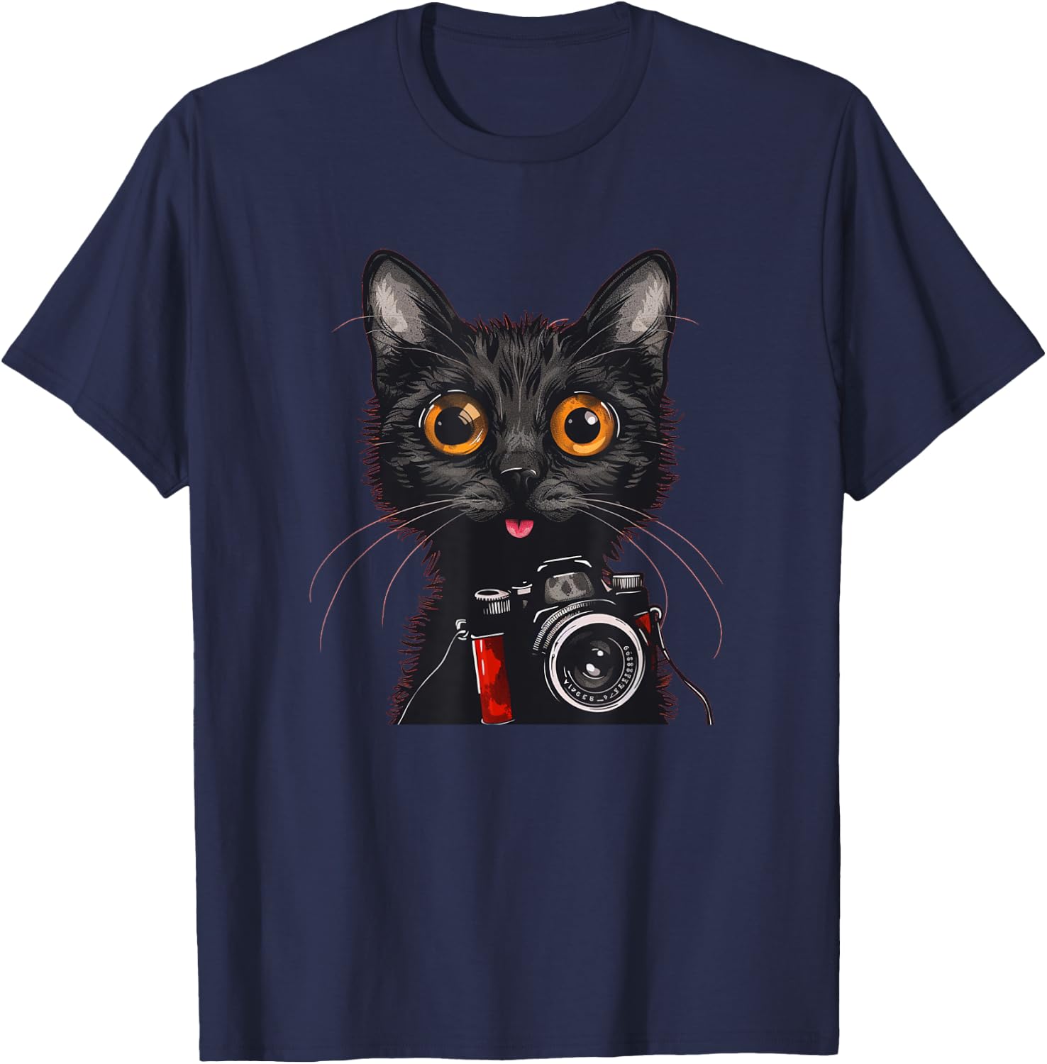Funny Tourists Cat with Camera Costume Women Kids T-Shirt - T-Shirt | Navy