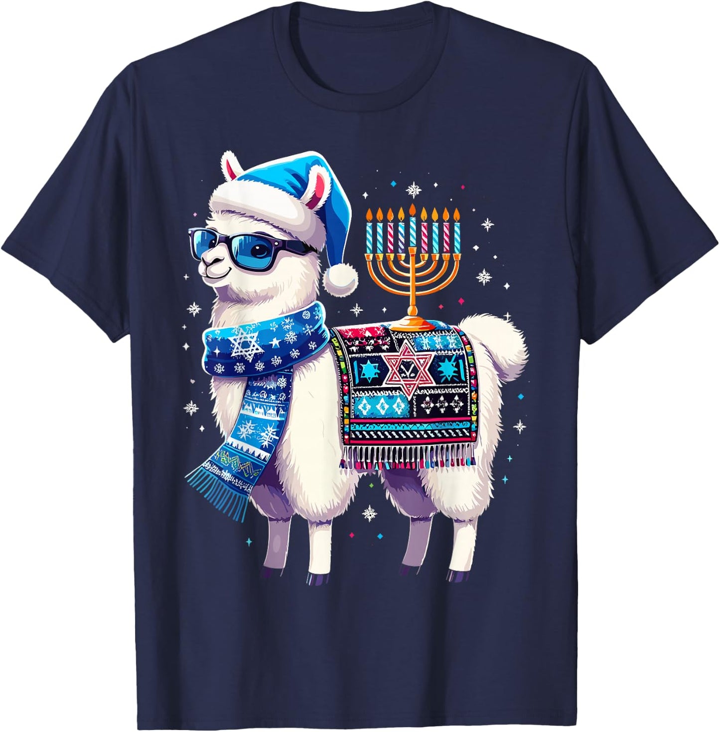 Hanukkah Llama Alpaca Chanukah T-Shirt - T-Shirt | Navy