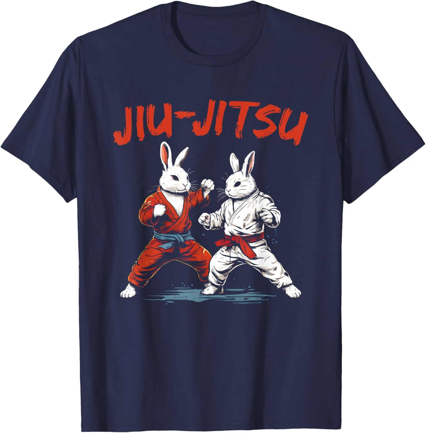 Jiu-Jitsu Bunnies - Vintage Martial Arts Rabbit Lover T-Shirt - T-Shirt | Navy