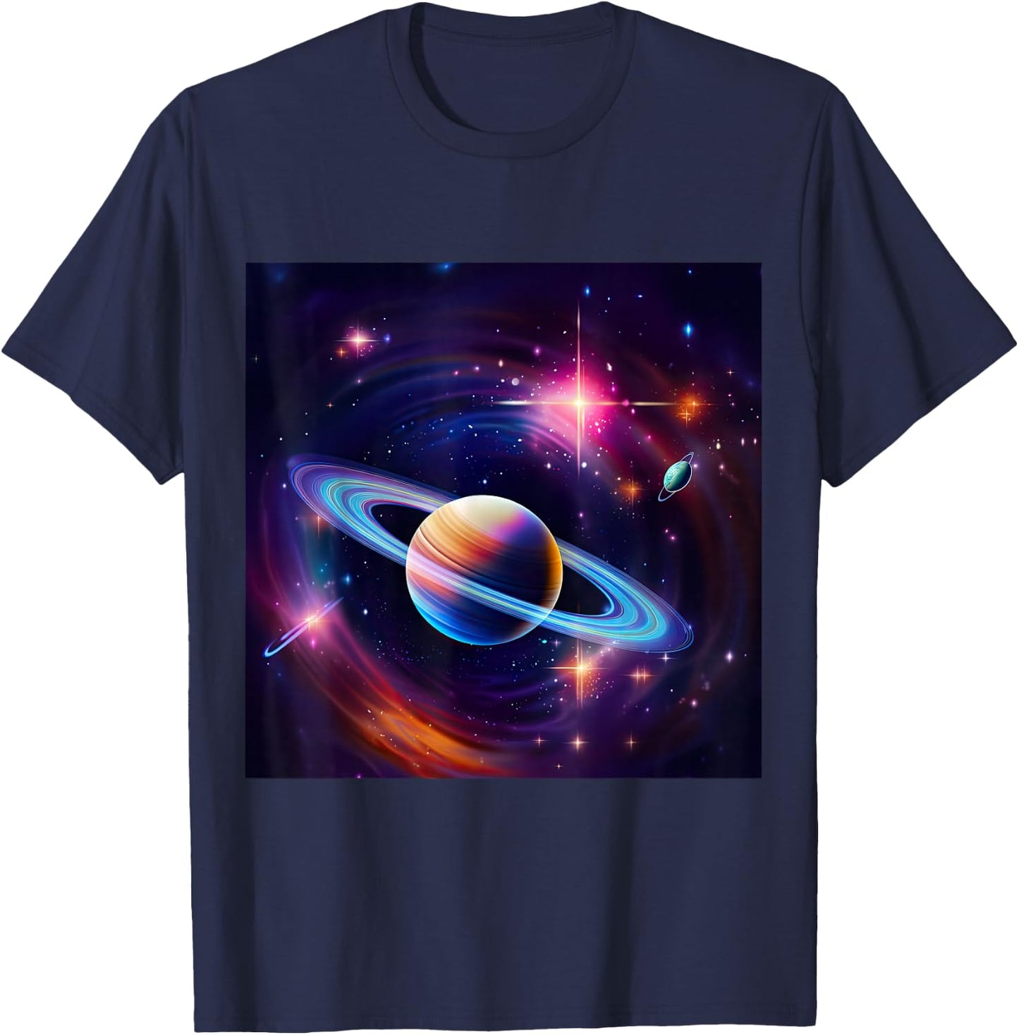 Saturn Planet Galaxy Nebula Space T-Shirt - T-Shirt | Navy