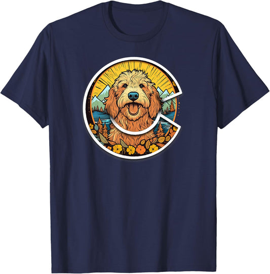 Colorado GoldenDoodle - Cute Doodle Dog in the Mountains T-Shirt - T-Shirt | Navy
