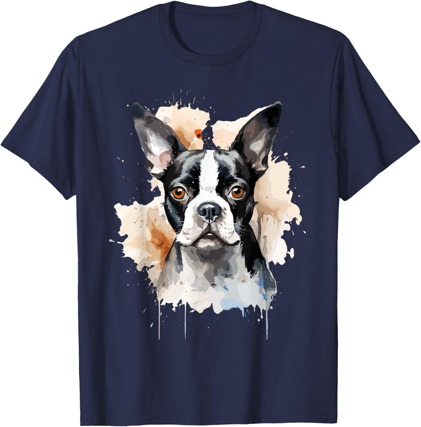 Boston Terrier Lovers Design Pop Art Boston Terrier Dog T-Shirt - T-Shirt | Navy