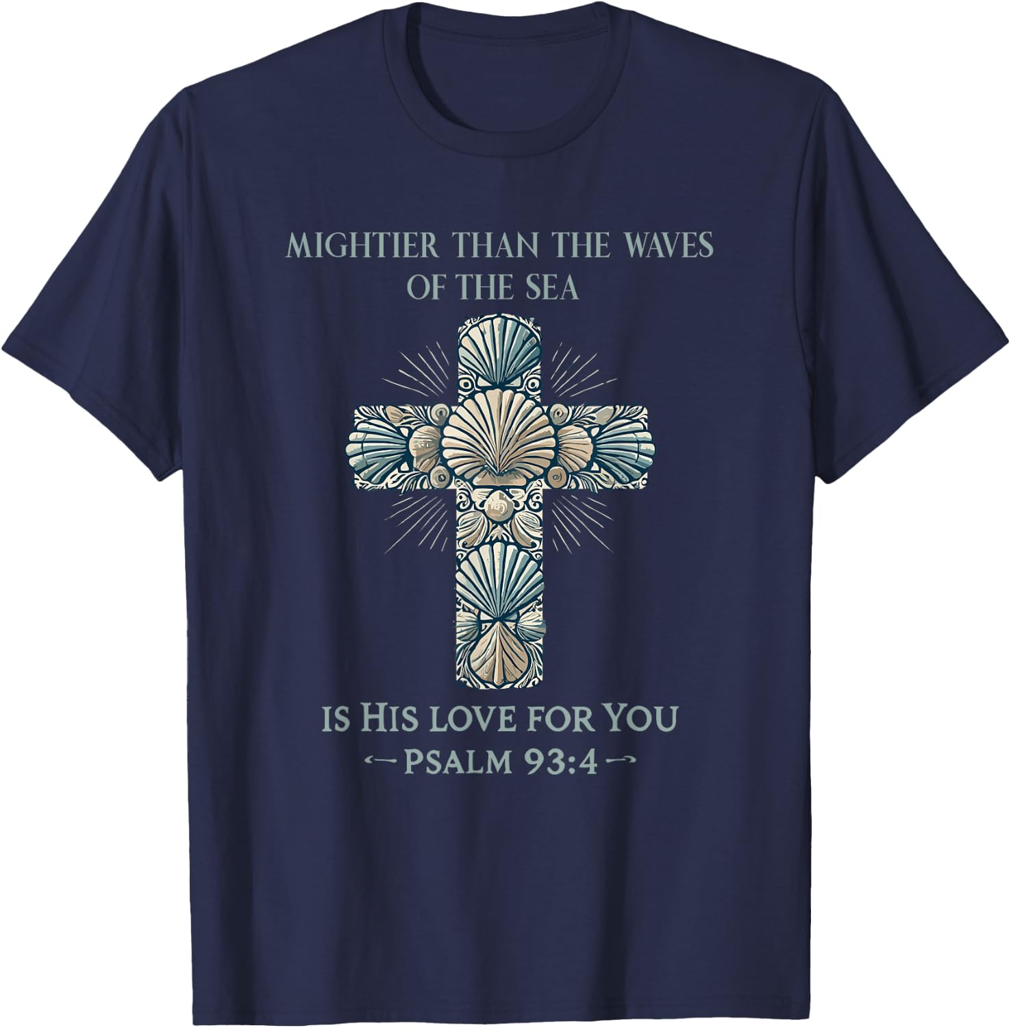 Christian Seashell Style Beach T-Shirt - T-Shirt | Navy