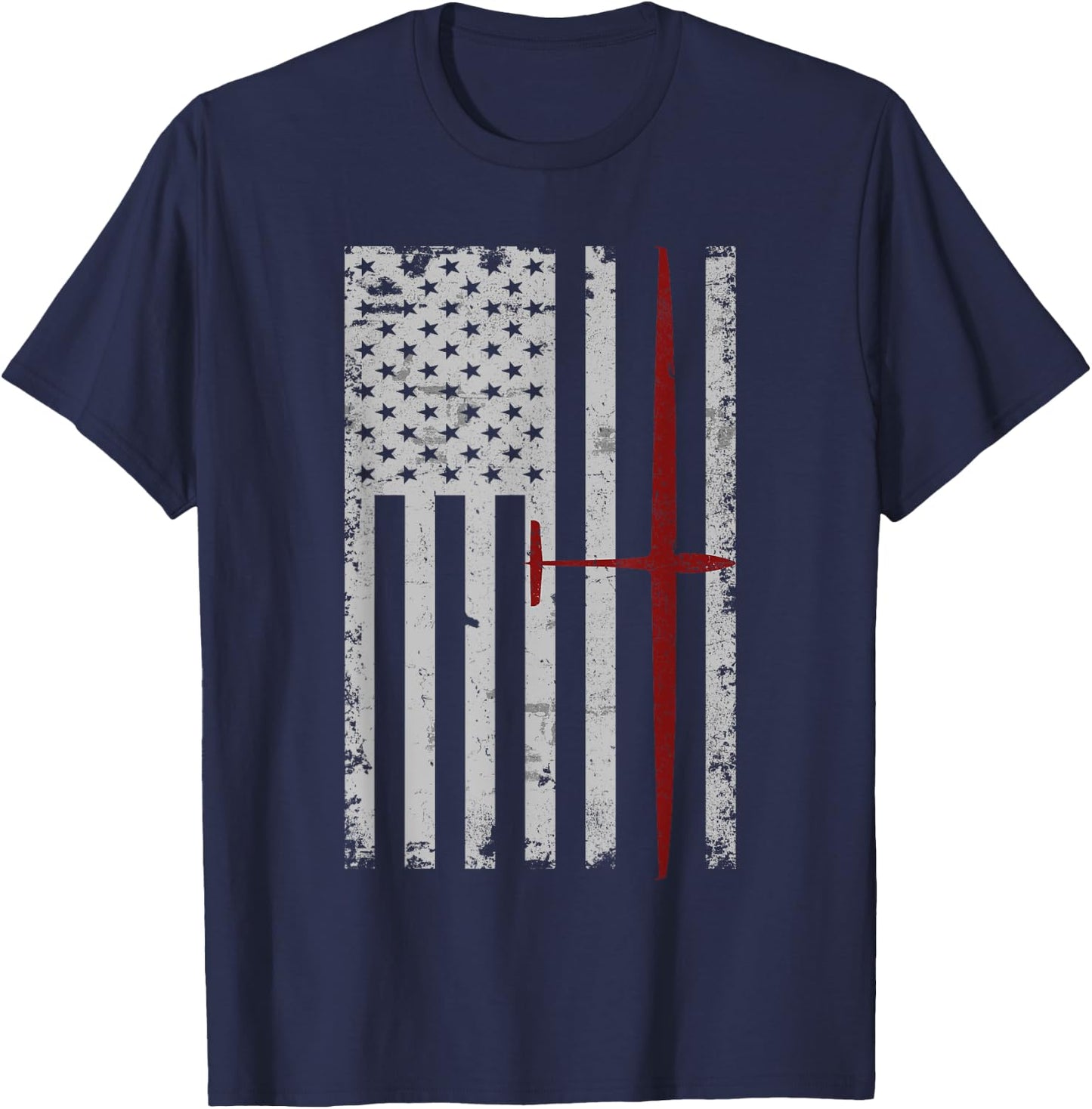 Glider Sailplane Pilot Patriotic Flag Soaring T-Shirt - T-Shirt | Navy