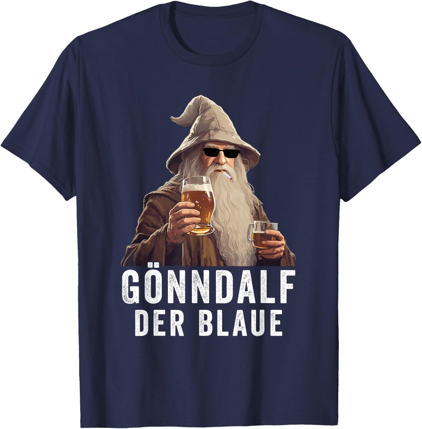 Gönndalf der blaue Bierdrinker Saufen Beer , black T-Shirt - T-Shirt | Navy