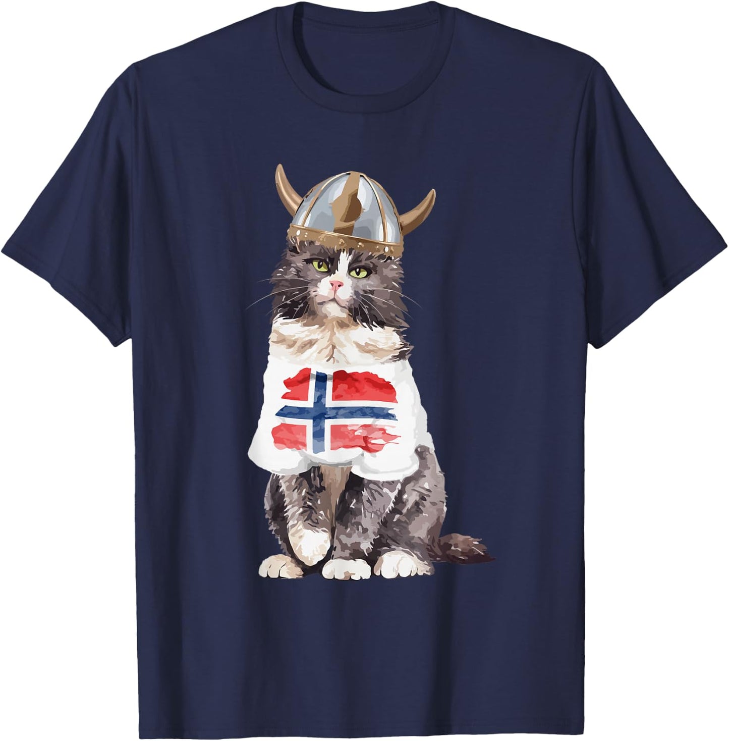 Norwegian Forest Cat Norway Flag T-Shirt - T-Shirt | Navy