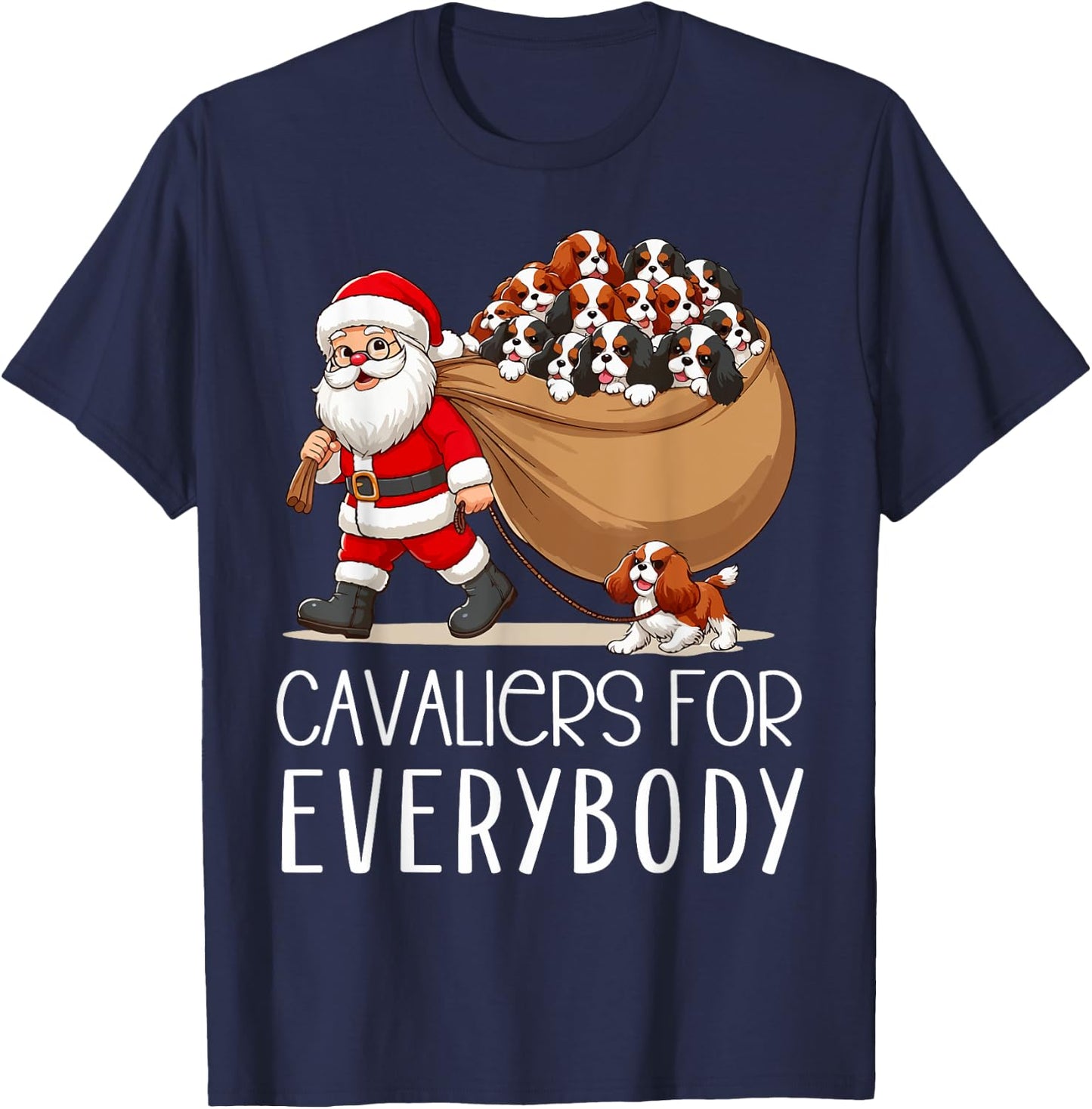 Cavalier King Charles Spaniel Christmas Funny Cavalier Dog Women Kids T-Shirt - T-Shirt | Navy