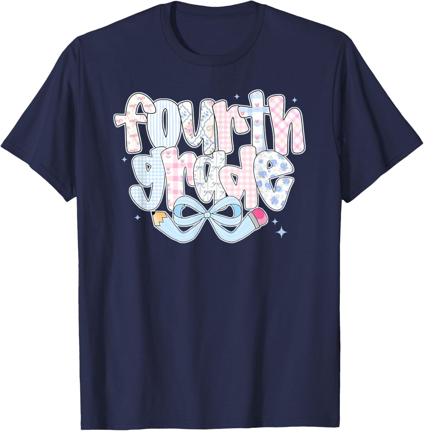 Preppy Fourth Grade Back To School Coquette 4th Grade T-Shirt - T-Shirt | Navy