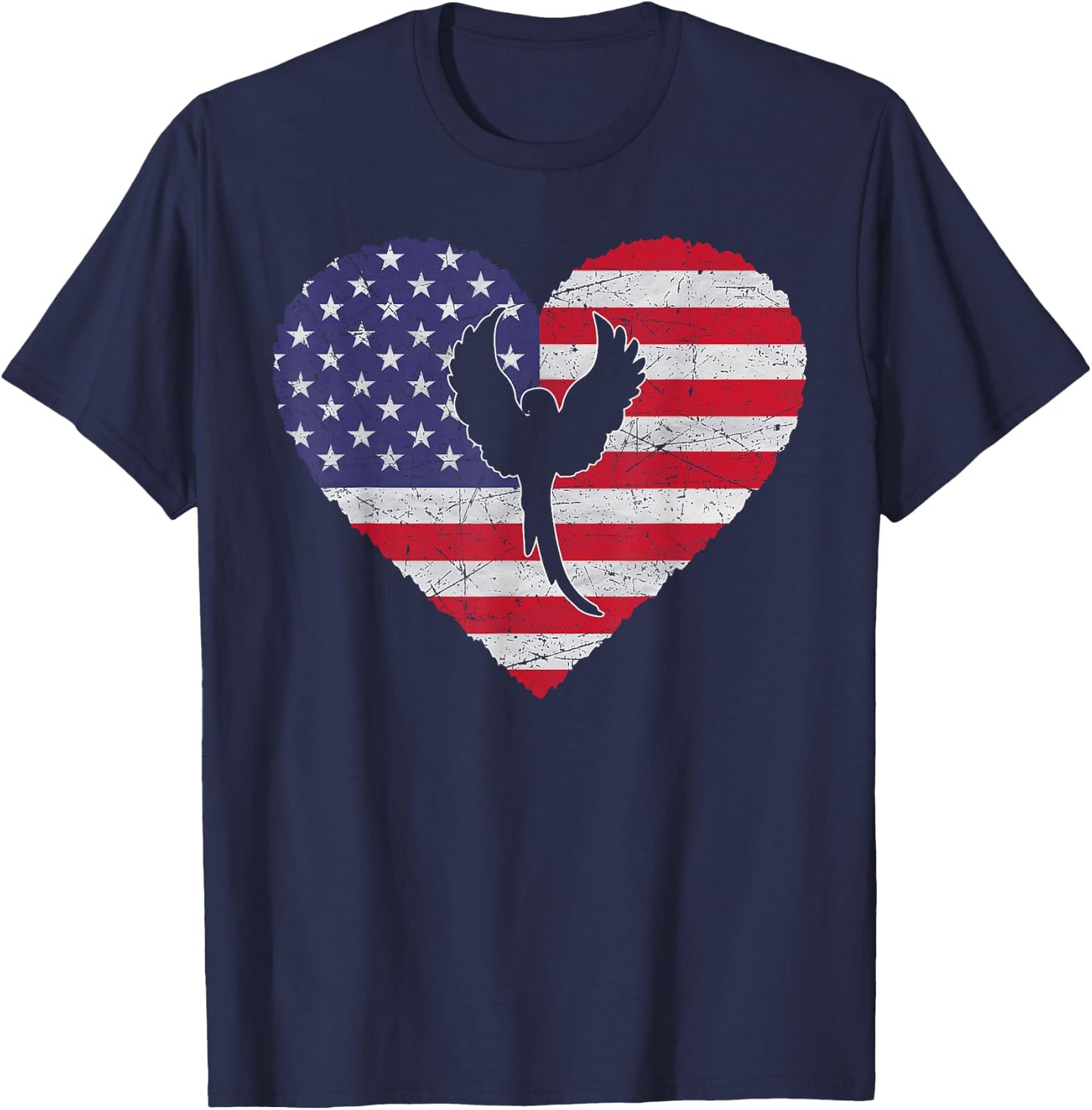 4th Of July Parrot American Flag Patriotic Kids Men T-Shirt - T-Shirt | Navy