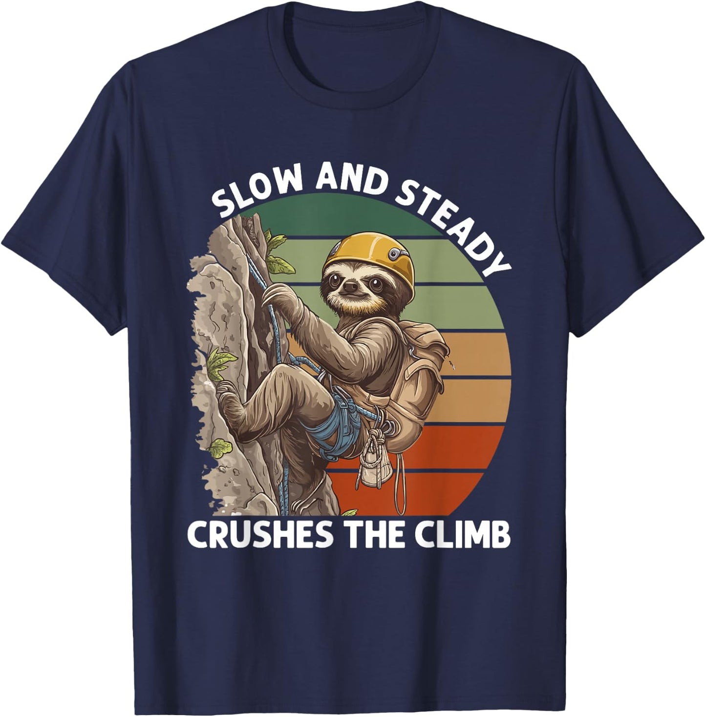 Bouldering Slow And Steady Sloth Rock Climbing T-Shirt - T-Shirt | Navy