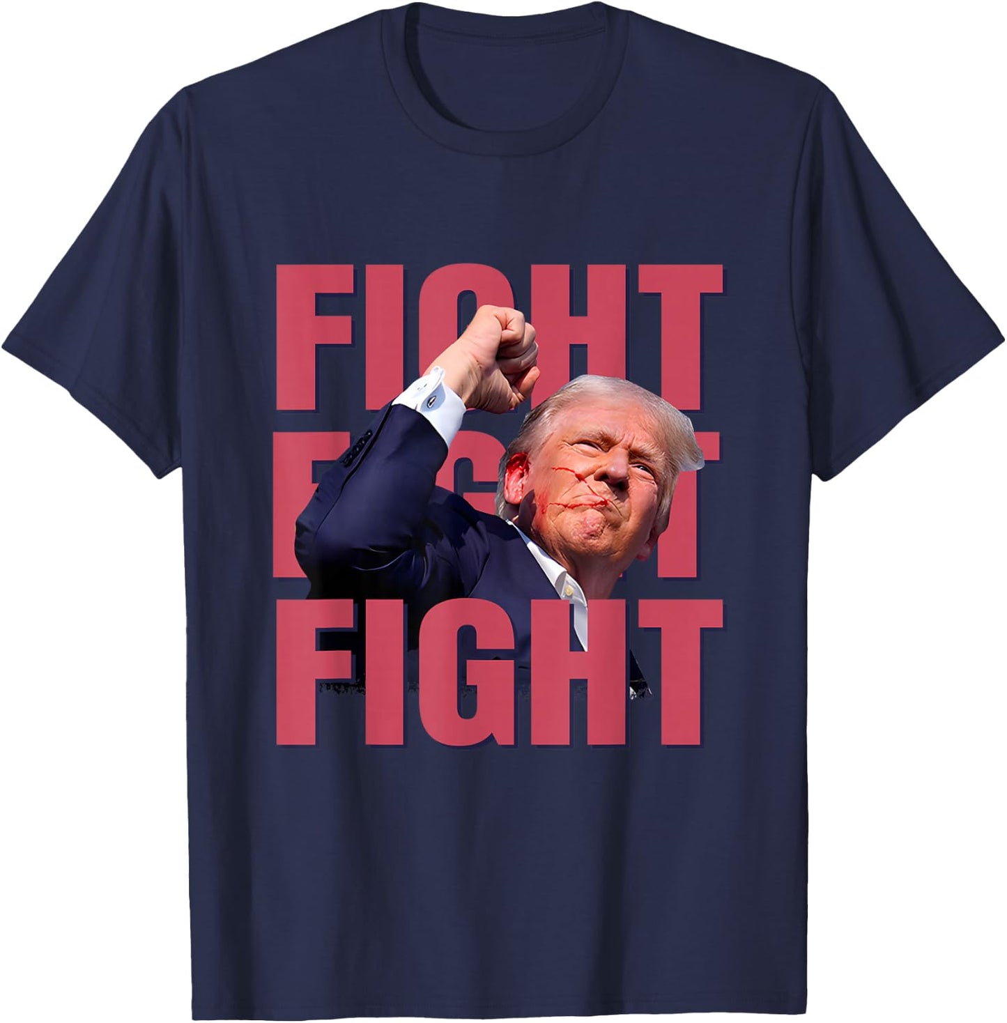 Trump Fight Fight Trump 2024 , Black, S T-Shirt - T-Shirt | Navy