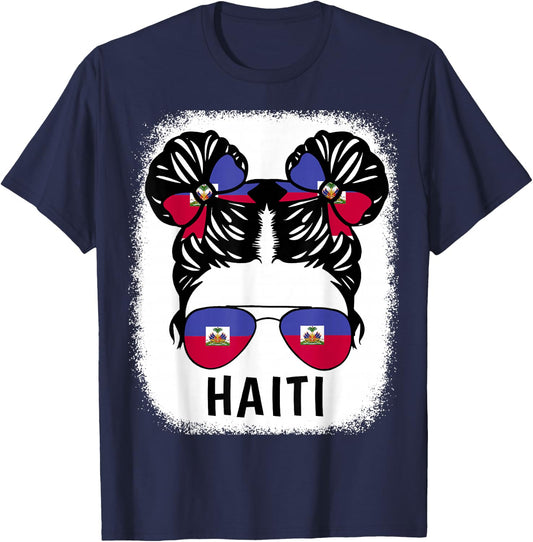 Haiti Girl Haitian Flag Shirt Hispanic Heritage Month Kids T-Shirt - T-Shirt | Navy