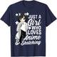 Just A Girl Who Loves Anime and Sketching Drawing T-Shirt - T-Shirt | Navy