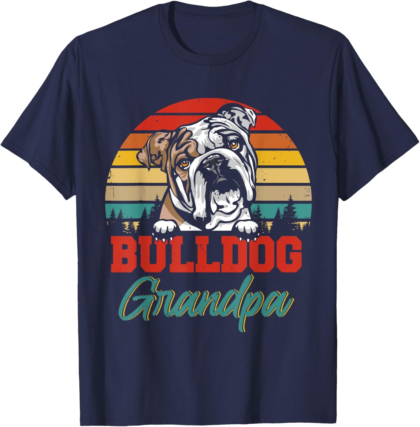 Vintage Retro Bulldog Grandpa Cool Father's Day Dog Lover Women T-Shirt - T-Shirt | Navy