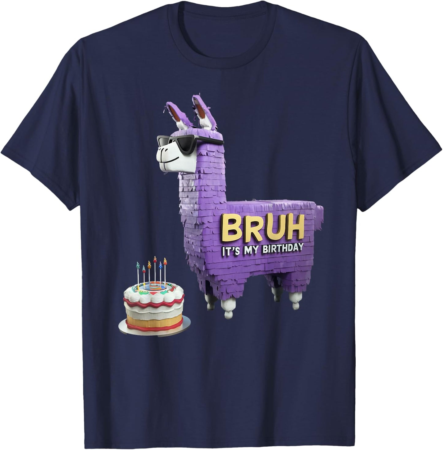 Bruh Its My Birthday Llama Pinata Boy Girl Family Party Bday T-Shirt - T-Shirt | Navy