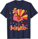 Flamingo Turkey Cute Flamingo Turkey Fall Leaf Thanksgiving T-Shirt - T-Shirt | Navy