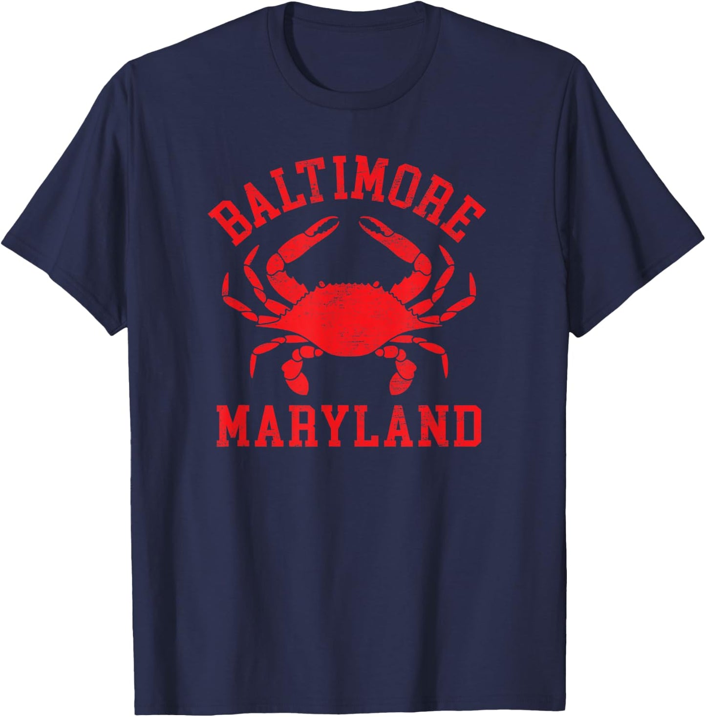 Baltimore Maryland Crab Retro Throwback Men Women Souvenir T-Shirt - T-Shirt | Navy