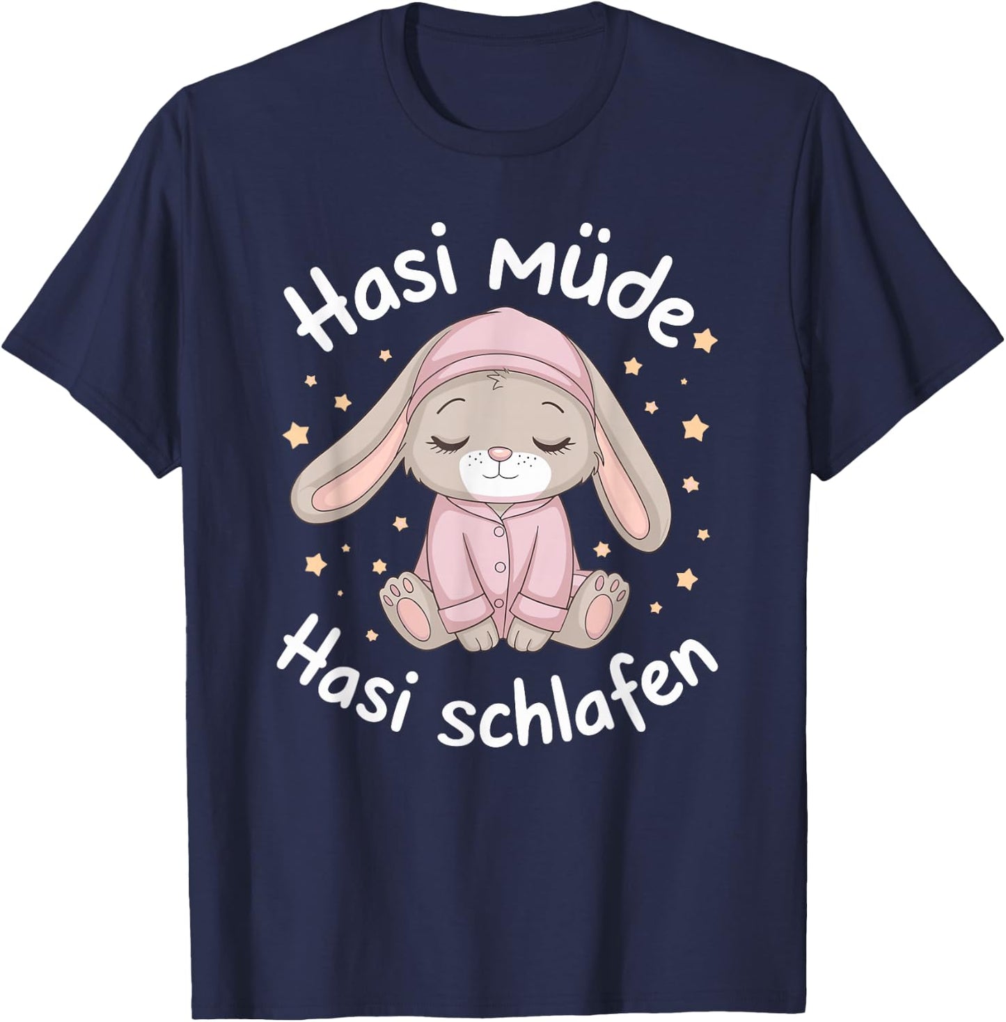 Hasi Tired Hasi Sleeping Shirt Rabbit Bunny , black T-Shirt - T-Shirt | Navy