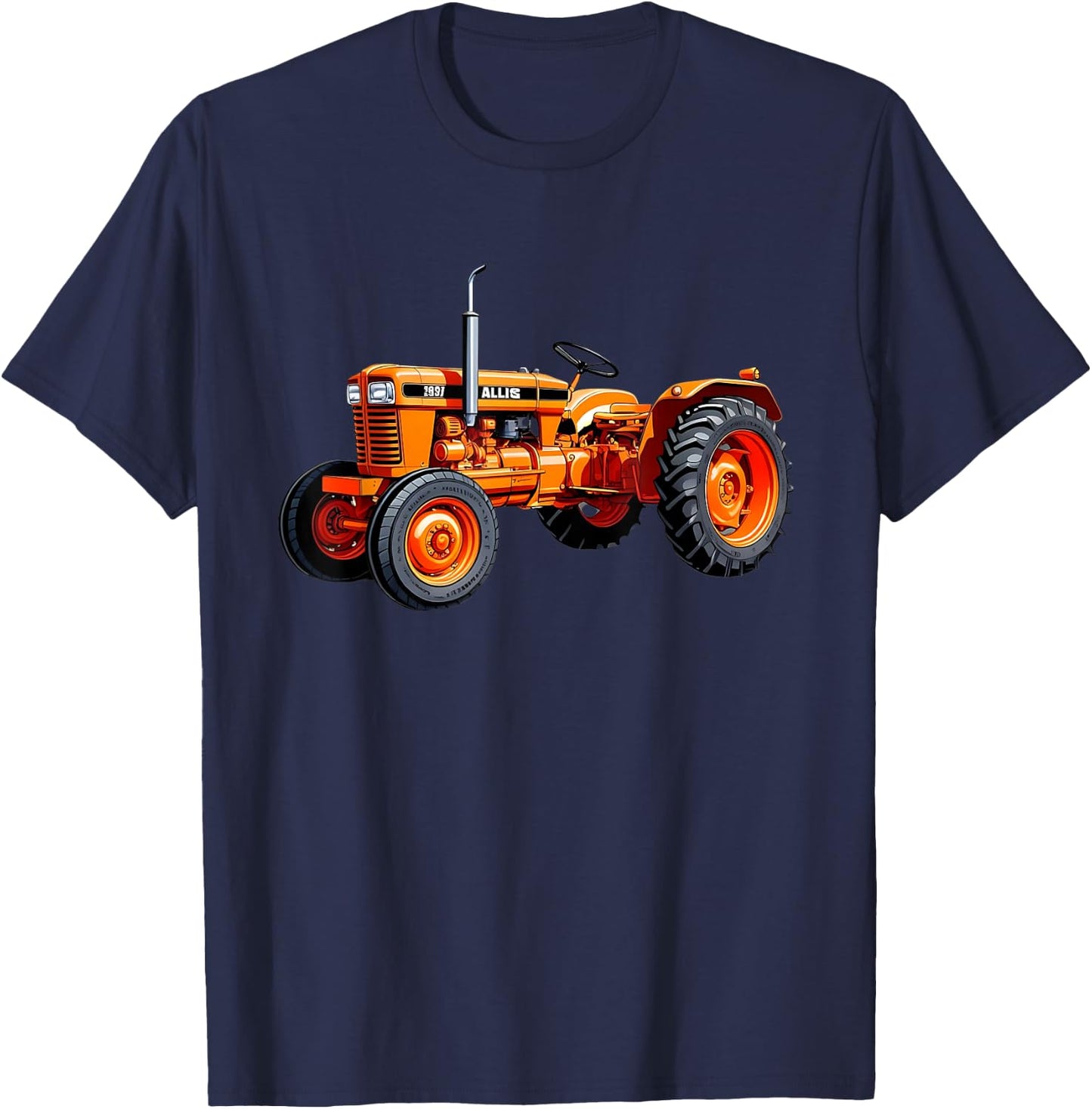 Classic Orange Tractor Retro Farming Design T-Shirt - T-Shirt | Navy