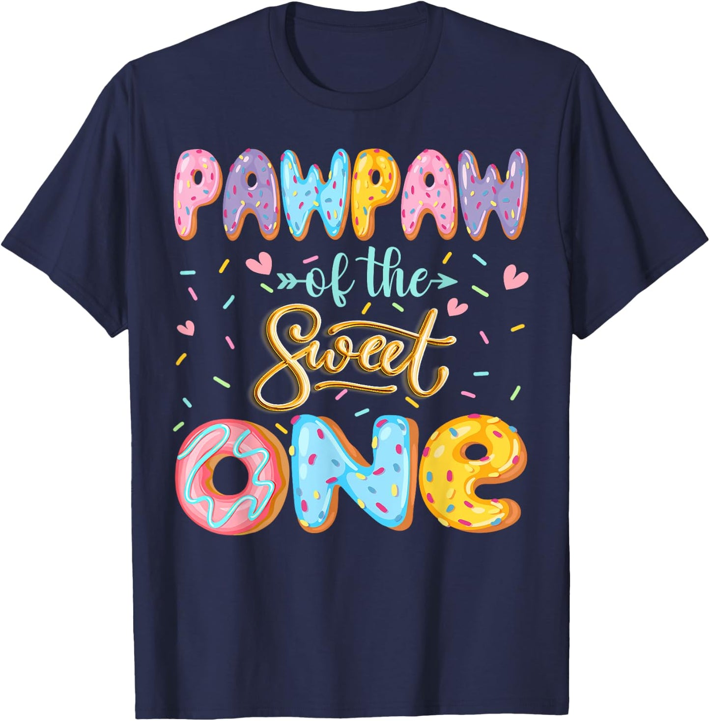 Pawpaw Of The Sweet One 1St Birthday Girl Donut Lover T-Shirt - T-Shirt | Navy