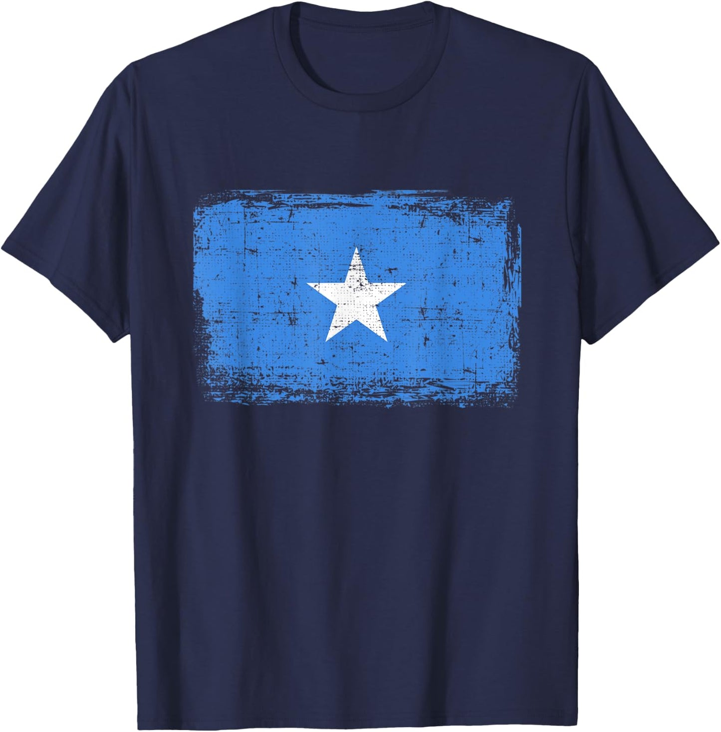 Somalia Flag T Shirt Distressed Vintage T-Shirt - T-Shirt | Navy